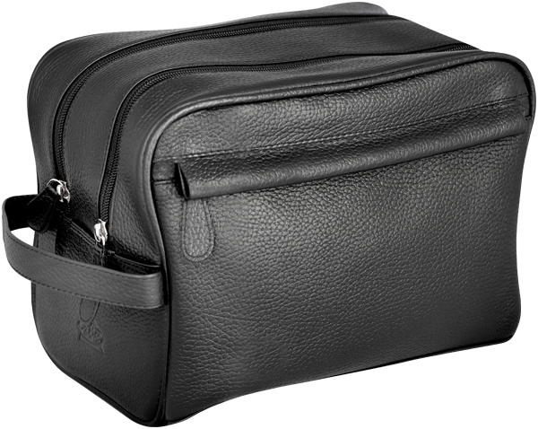 Kulturtasche Groß, Lerder mit Doppel-Reißverschluss
