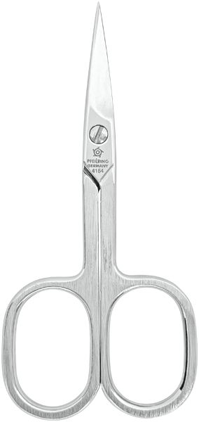 Pfeilring 9cm, Nagelschere, strichmattiert, vernickelt, gebogen, in Blister