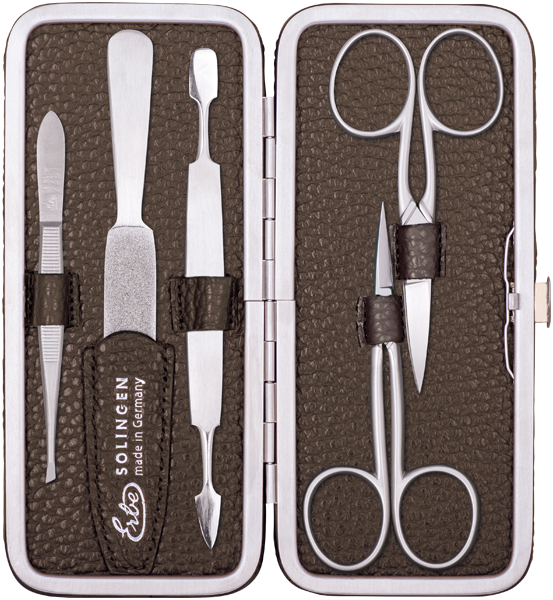 Manicure Etuis Erbe Inox Bügel-Etui Dunkelbraun
