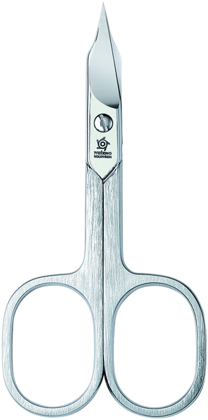 9cm, Kombischere, strichmattiert, vernickelt, gebogen, in Blister