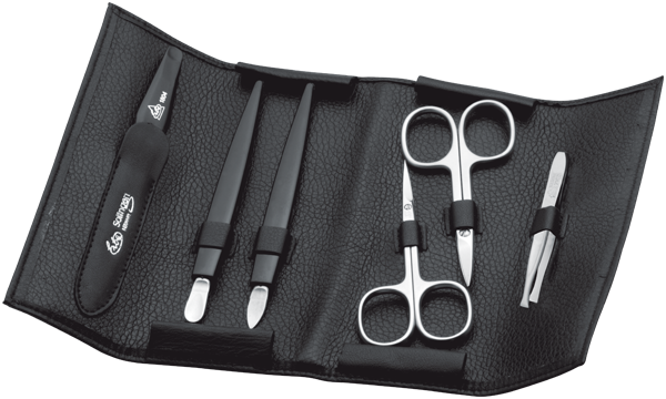 Manicure Etuis Erbe Maniküre-Wickel-Etui Nappa, vernickelt