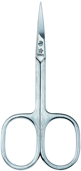 Pfeilring 9cm, Hautschere, vernickelt, strichmattiert, gebogen, in Blister