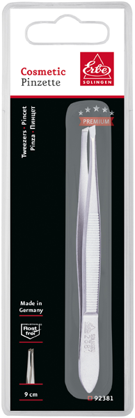 Premium Pinzette rostfrei schmal schräg 9 cm