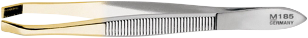 8cm, MANART Pinzette, vergoldete Spitze, gekröpft, in Blister