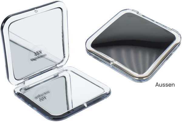 Kosmetikspiegel Fantasia Klappspiegel, eckig, Acryl, 15-fach