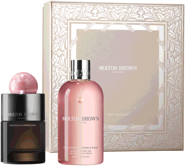 Premium Molton Brown Delicious Rhubarb & Rose Parfüm Geschenkset